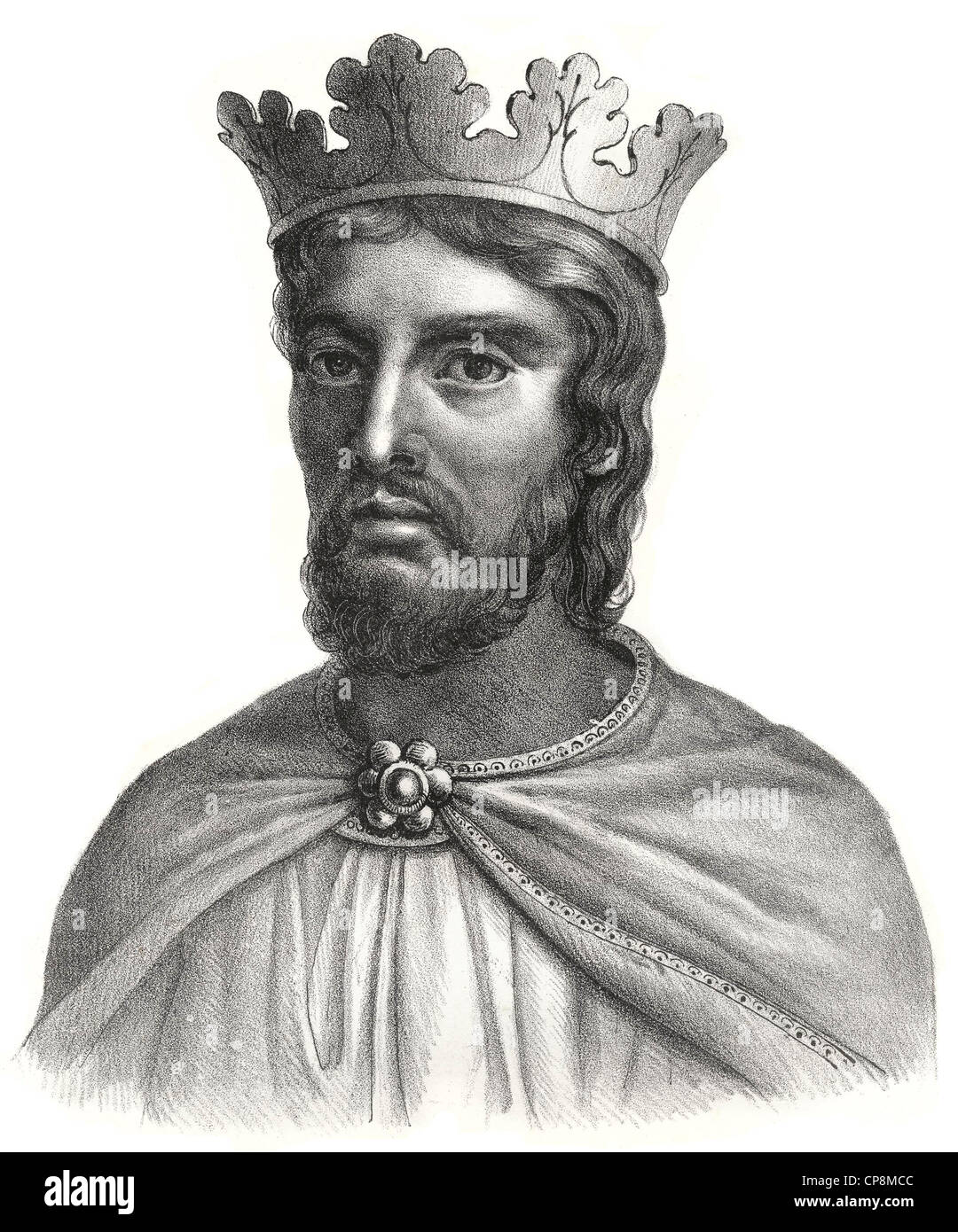the West Frankish King Louis IV or Louis the overseas or Transmarinus IV d'Outre-Mer, from the dynasty of the Carolingians, 10 C Stock Photo