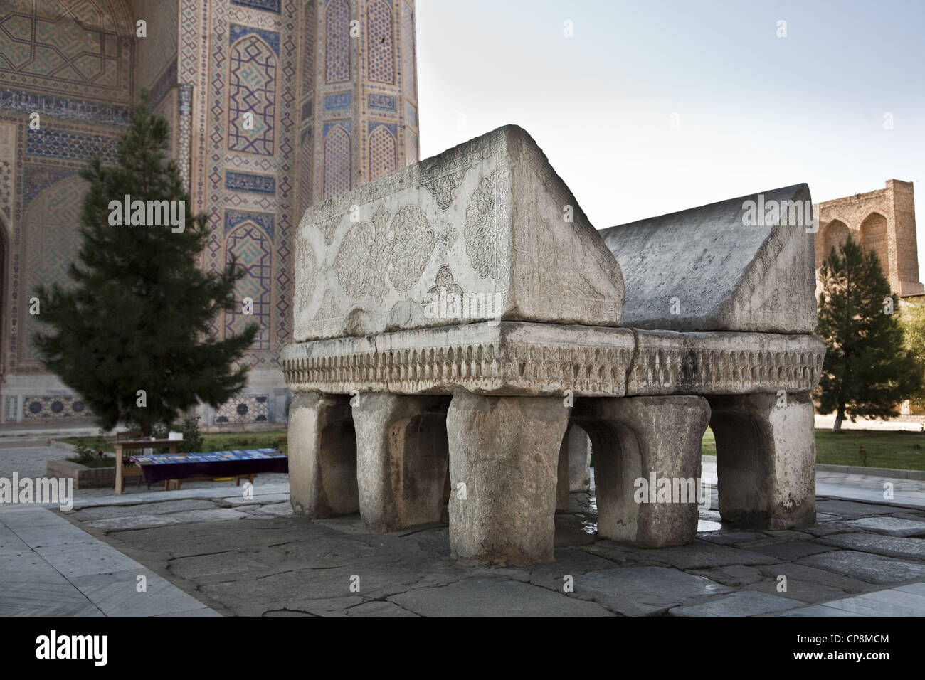 Stone lecturn at Bibi Khanum mosque Stock Photo