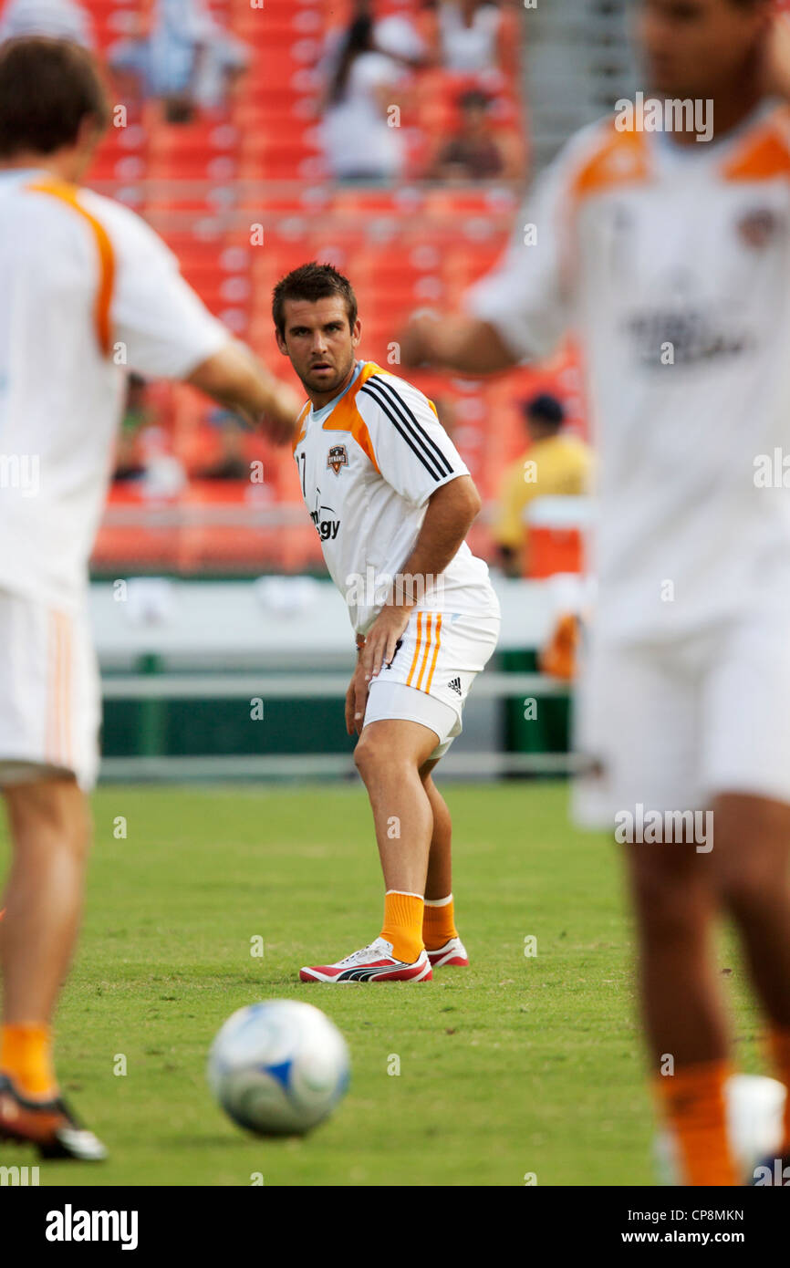 Brad Davis of the Houston Dynamo warms up before a match against DC United at RFK Stadium in Washington, DC. Stock Photo