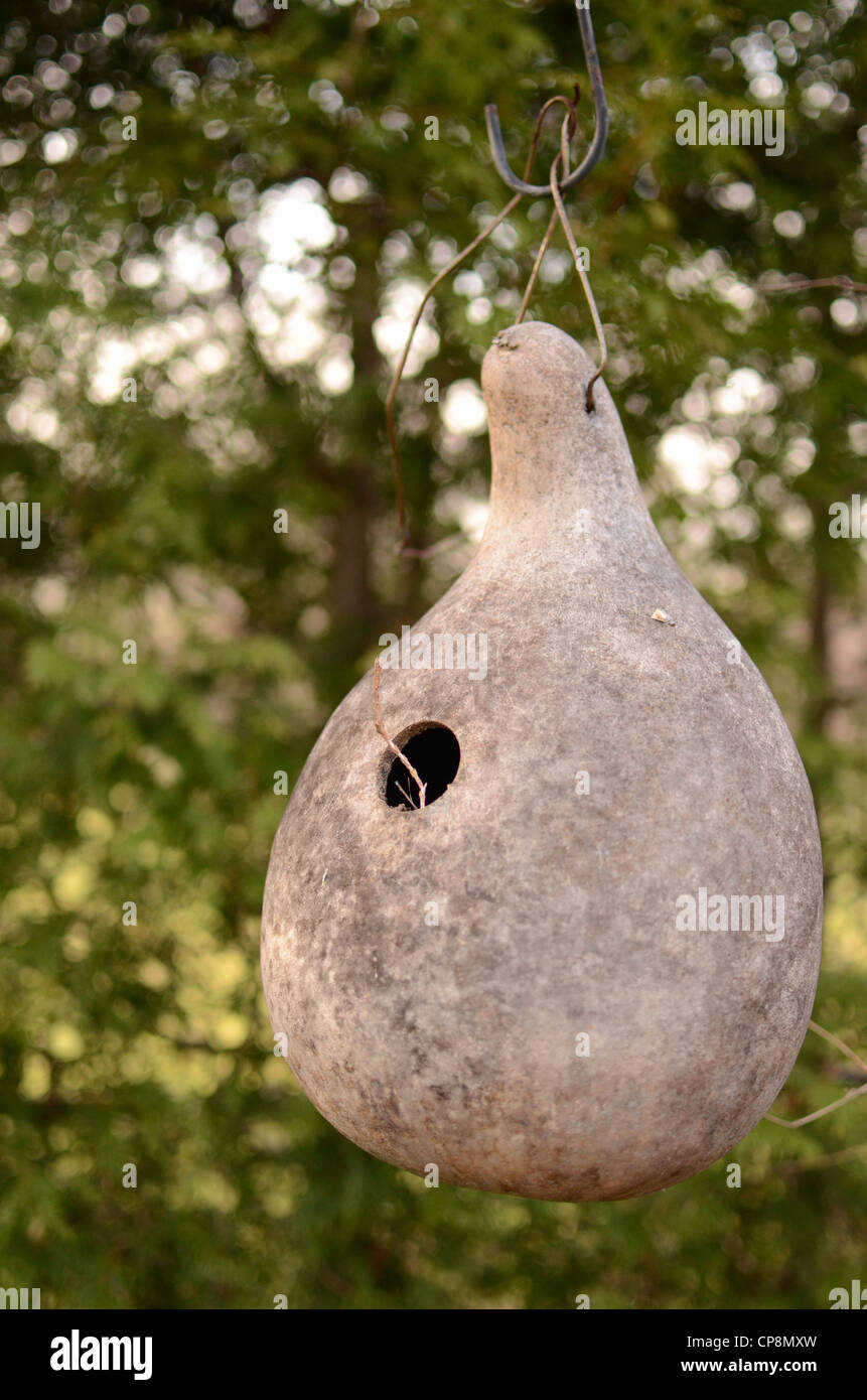 Gourd Birdhouse, weathered Stock Photo