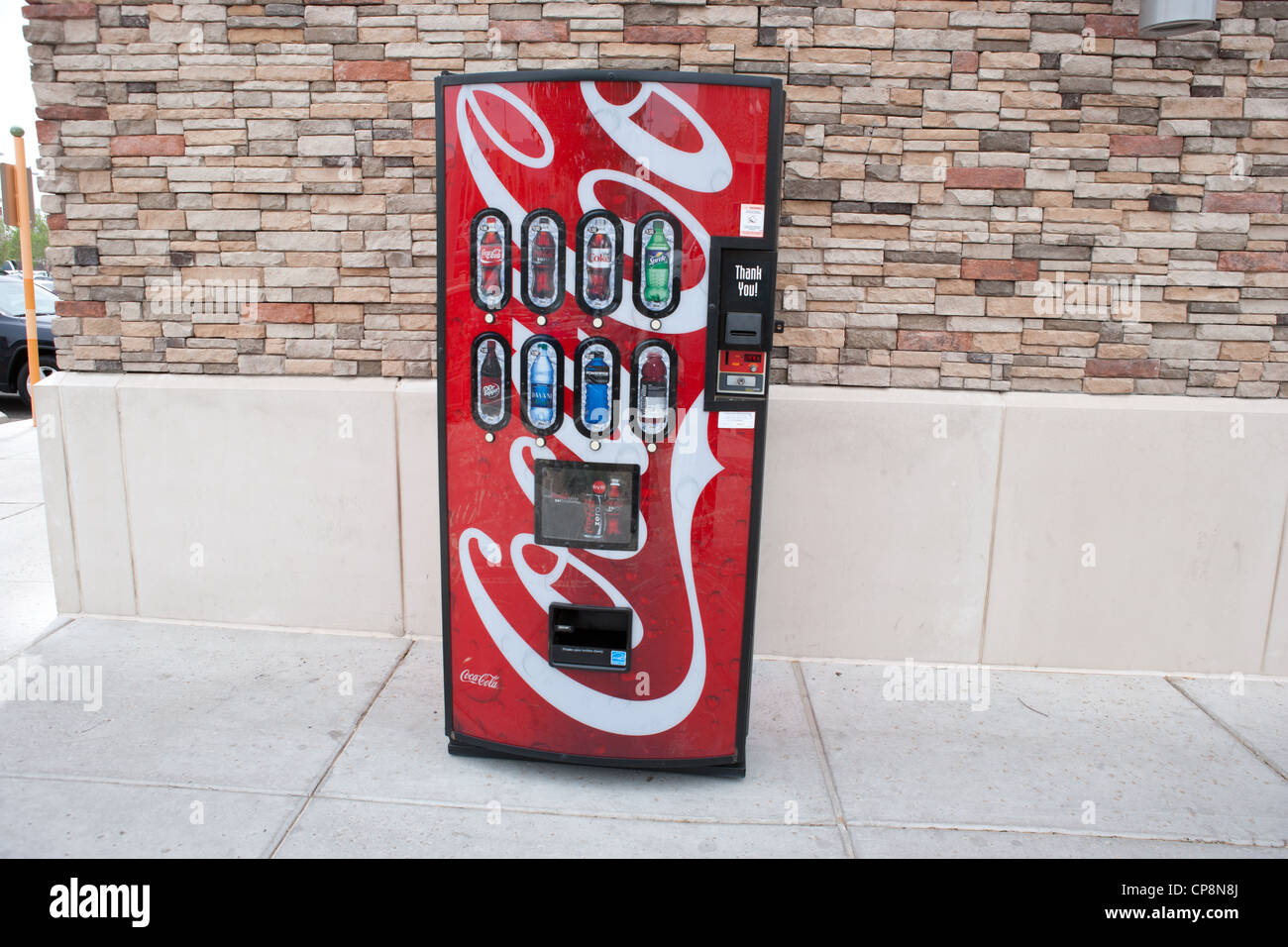Coca cola vending machine in an outdoor shopping mall. Stock Photo