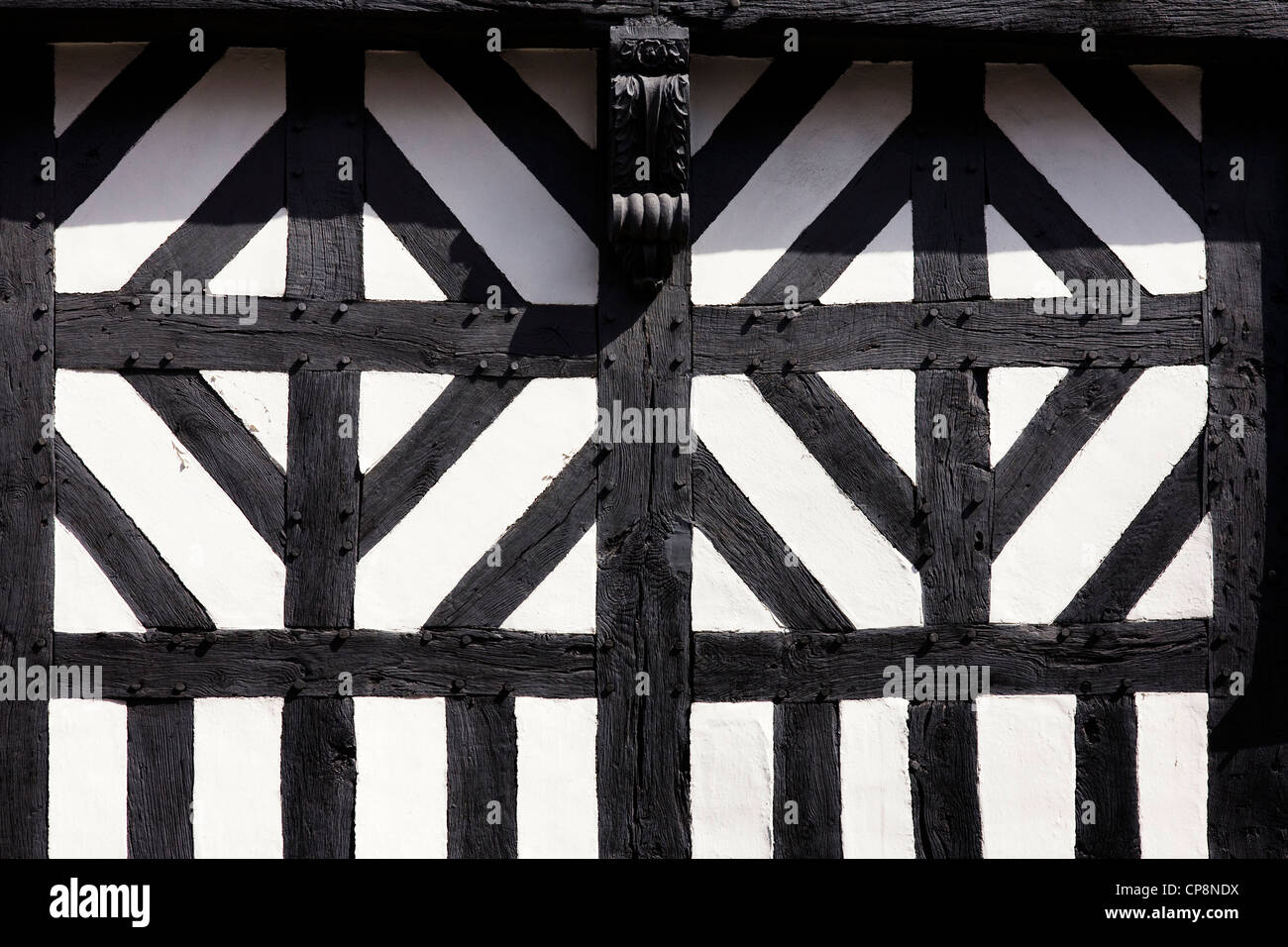 Timber framed Tudor building pattern, Stratford upon Avon. Stock Photo