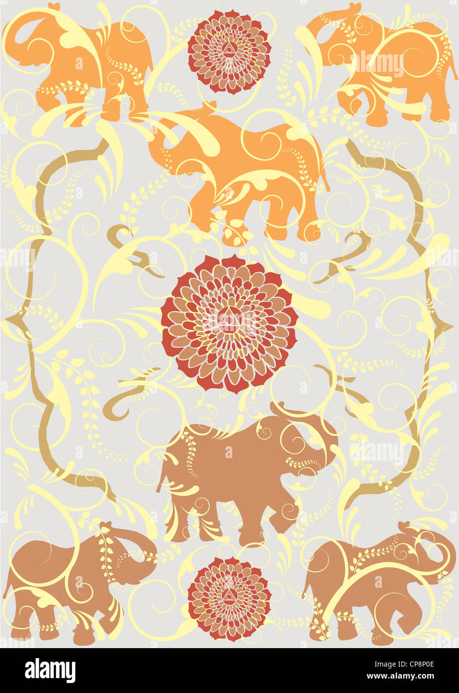 Traditional indian elephant background. Vector file available. Stock Photo