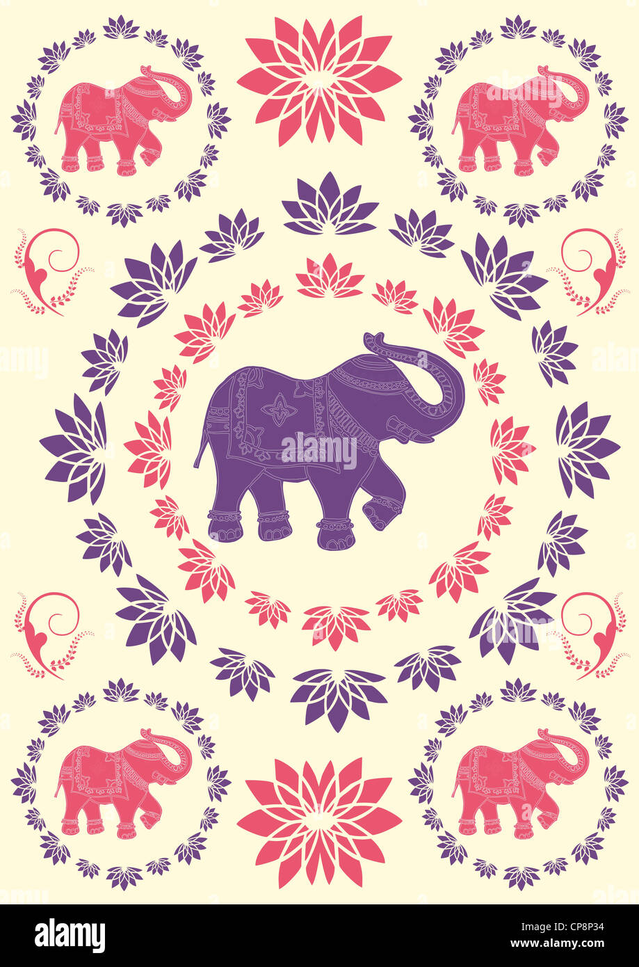Traditional indian elephant background. Vector file available. Stock Photo