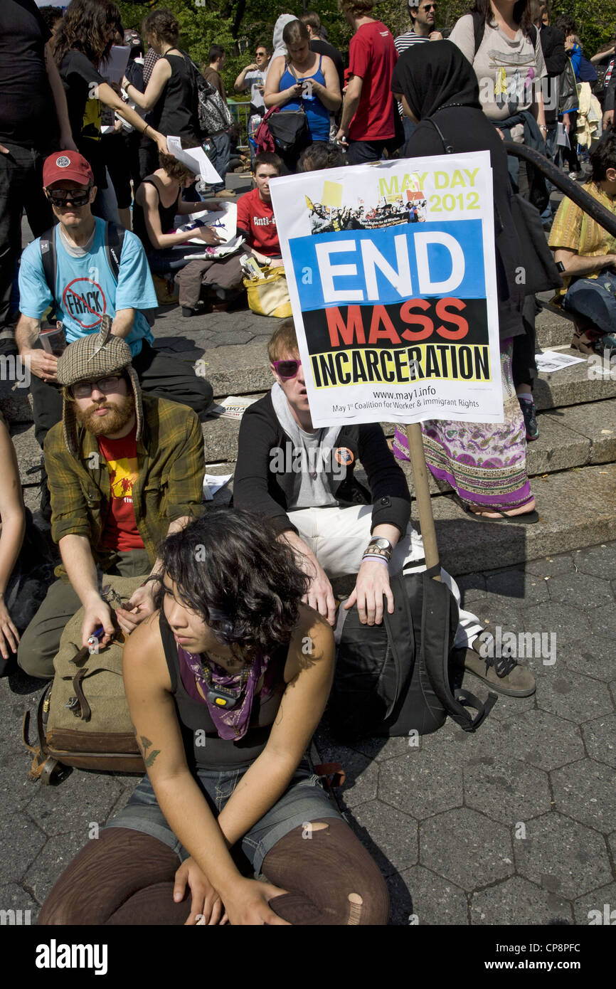 2012: May Day actions & events in the streets & parks of NYC. Occupy & other activist groups were out in large numbers. Union Sq Stock Photo