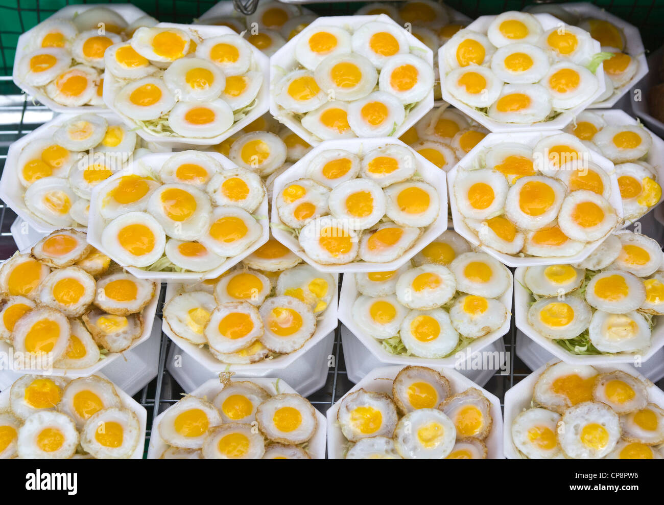 Fried Quails Eggs on sale at Chatuchak Market Stock Photo