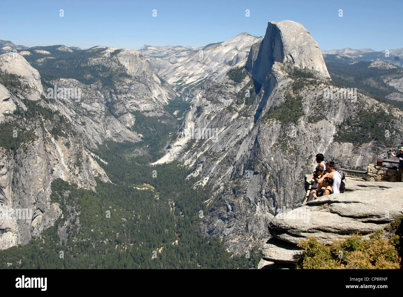 Glacier Point with view of Half Dome at Yosemite Park, California, USA Stock Photo