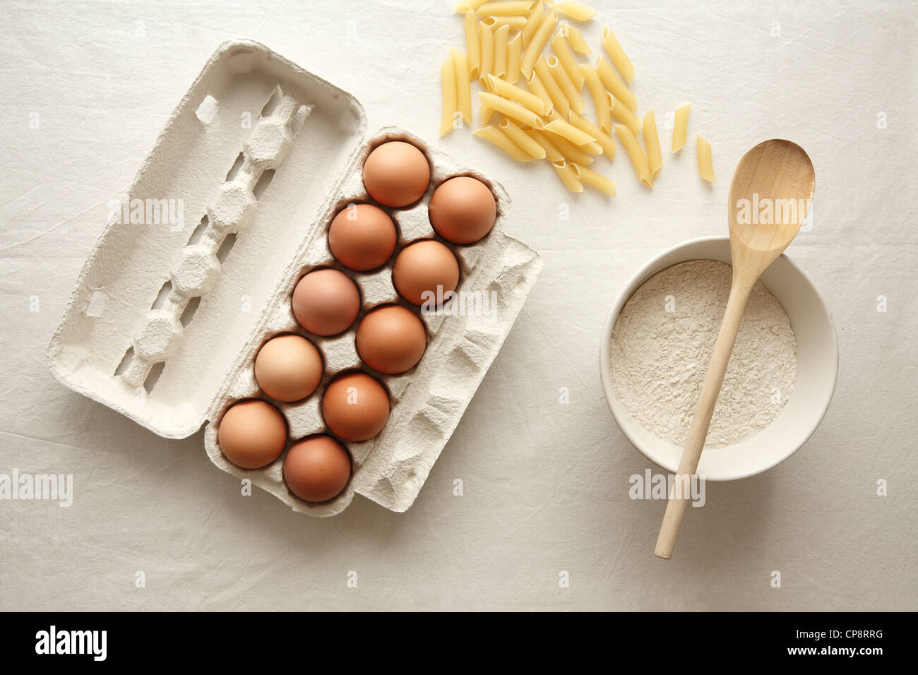Flour, eggs and pasta over, making pasta Stock Photo Alamy