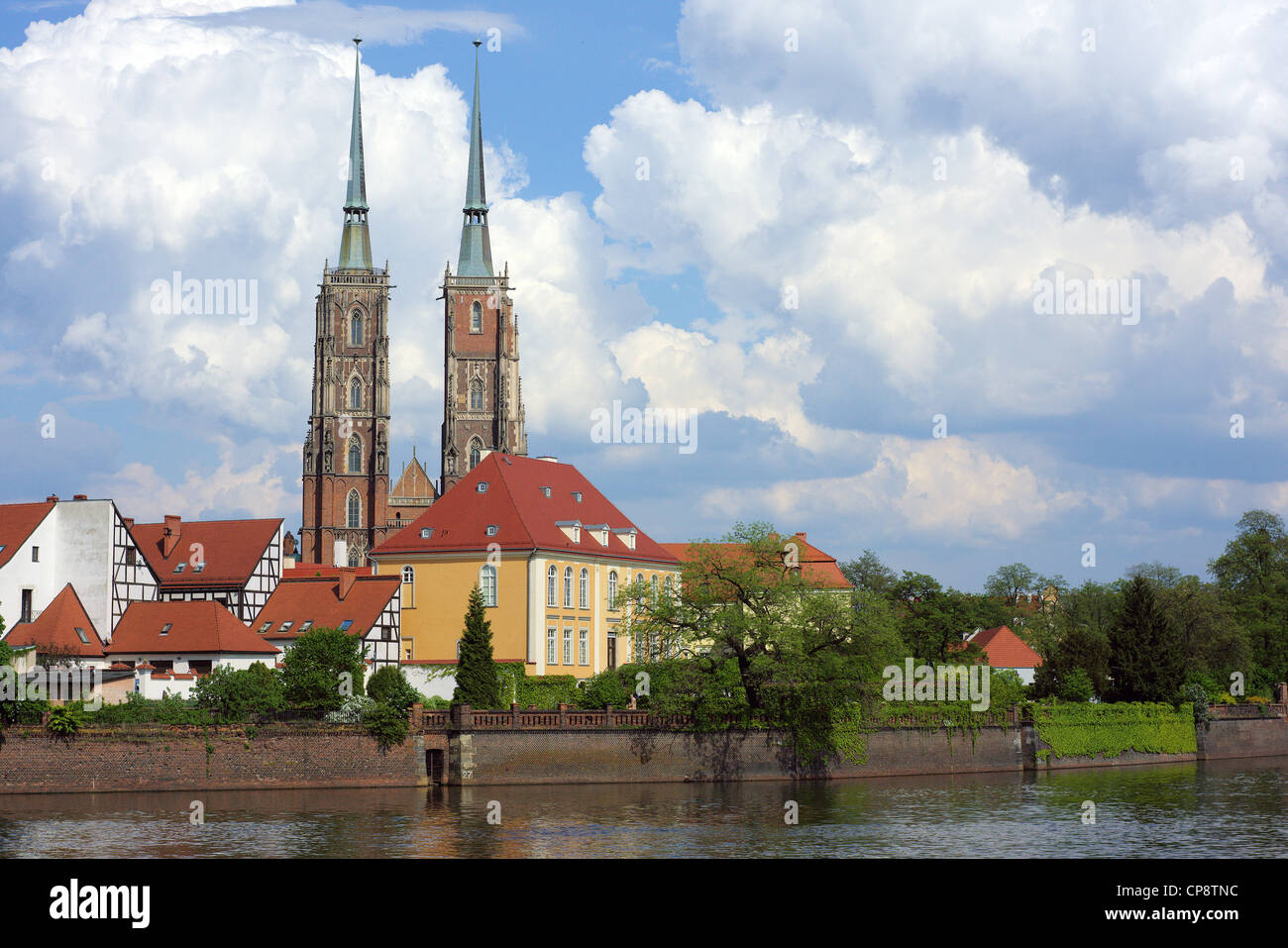 Saint John gothic cathedral Odra river Archbishop's residence in a ...