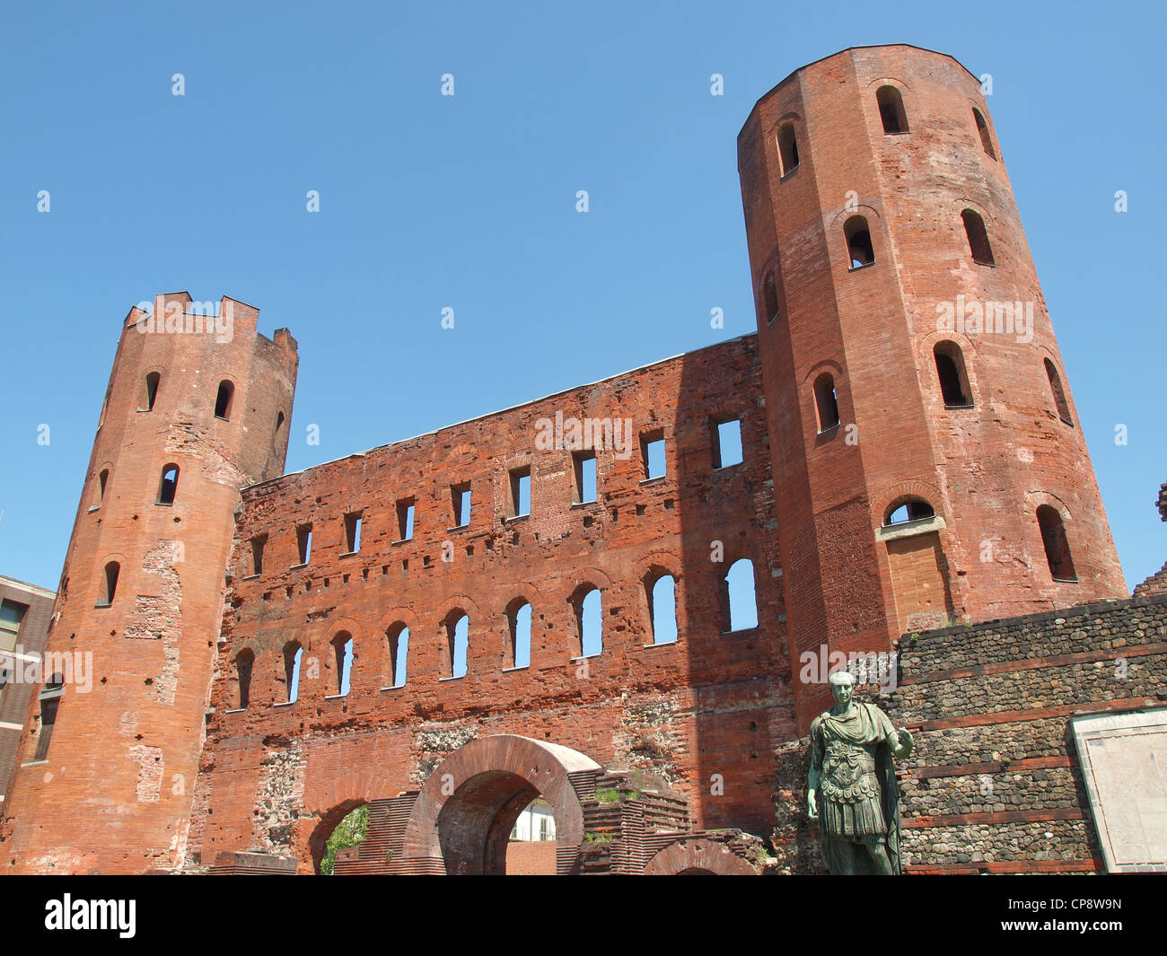 Old Romen Gate Le Torri Palatine ancient roman gates in Turin, Italy Stock Photo - Alamy