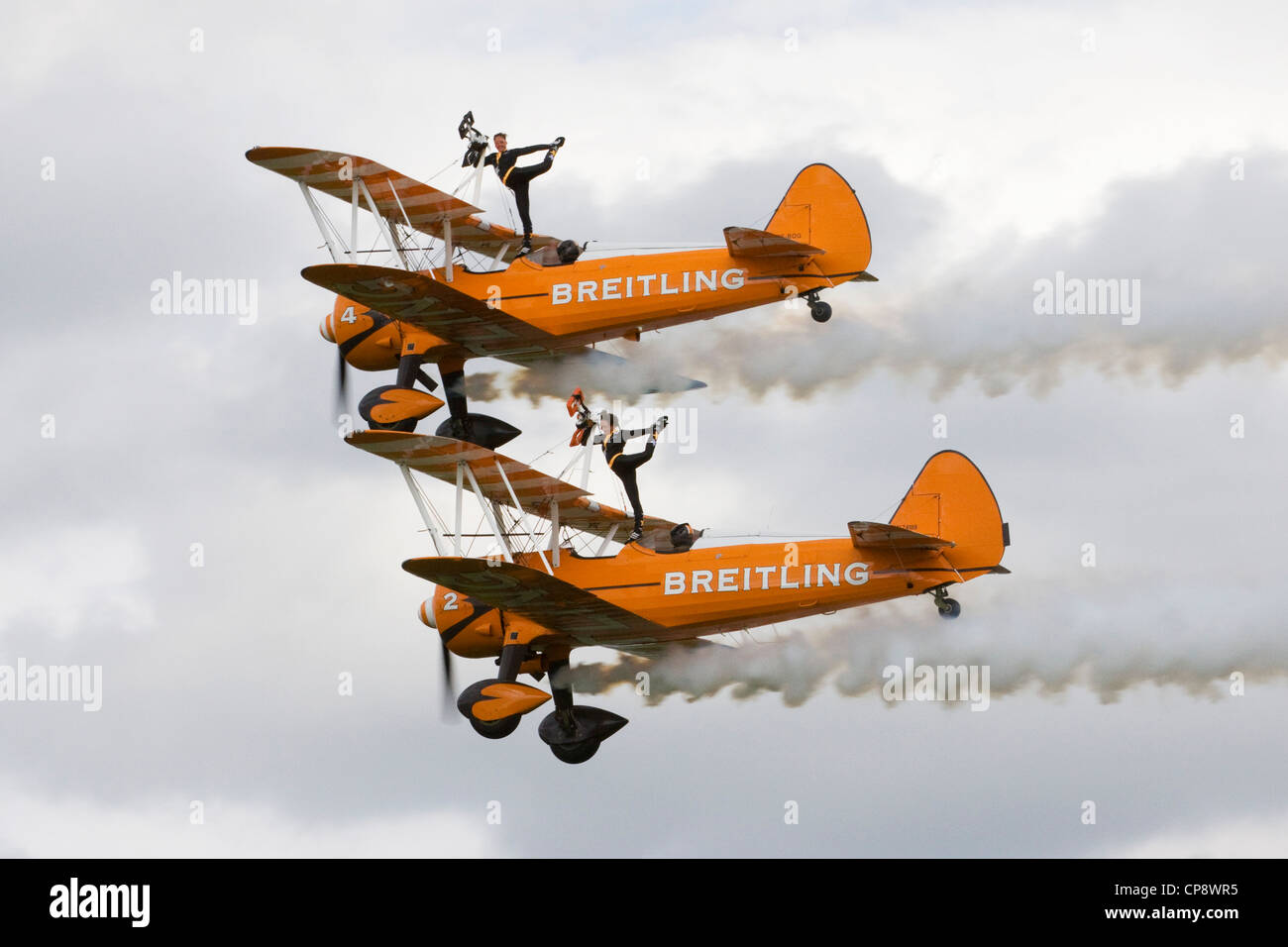 Breitling wingwalkers on display at the Abingdon Air Show England Stock Photo