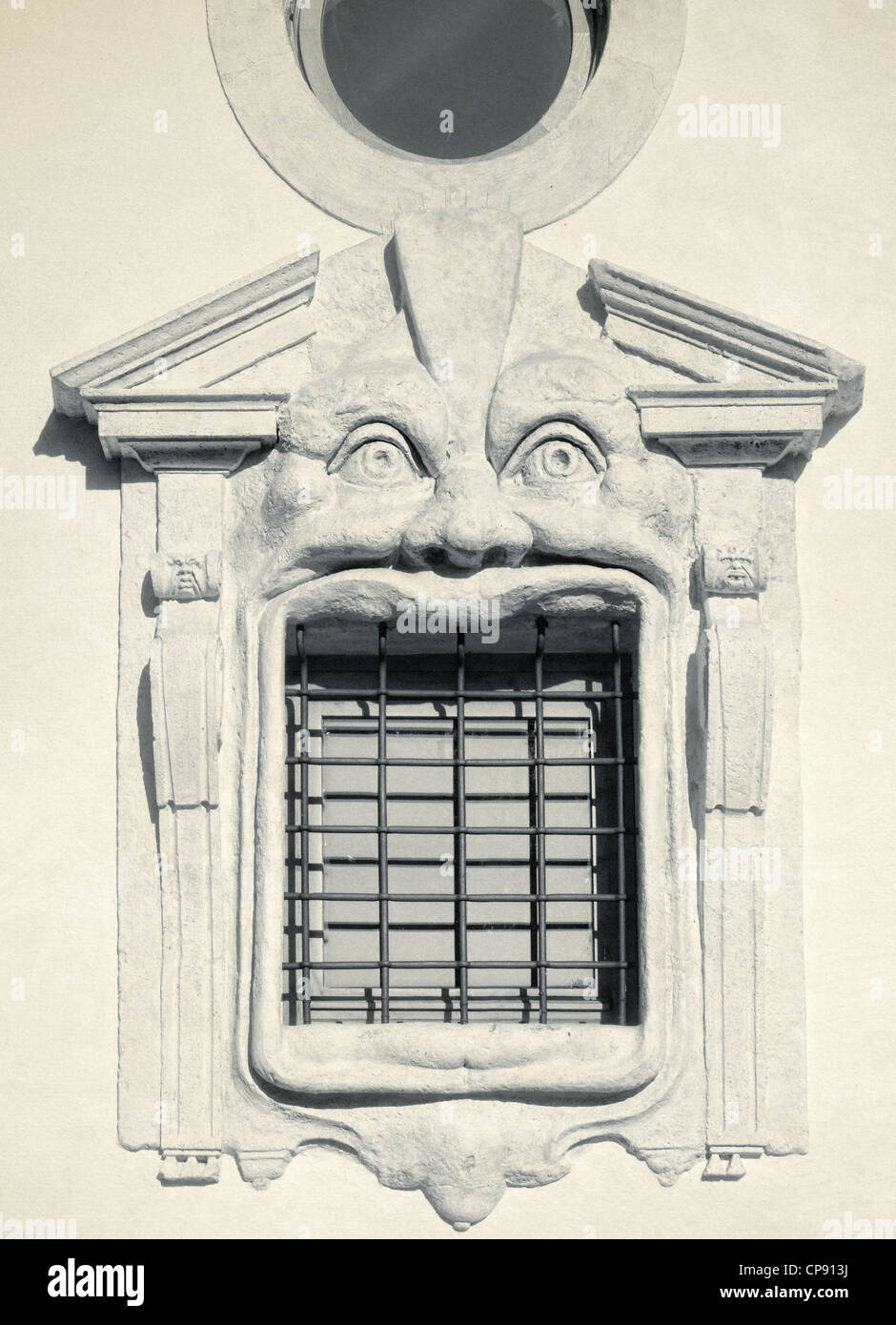 A strange windows decoration on the building of Bibliotheca Hertziana ...