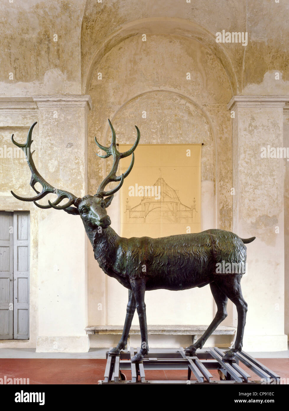 Europe Italy Piedmont Stupinigi hunting lodge the original of deer. Stock Photo