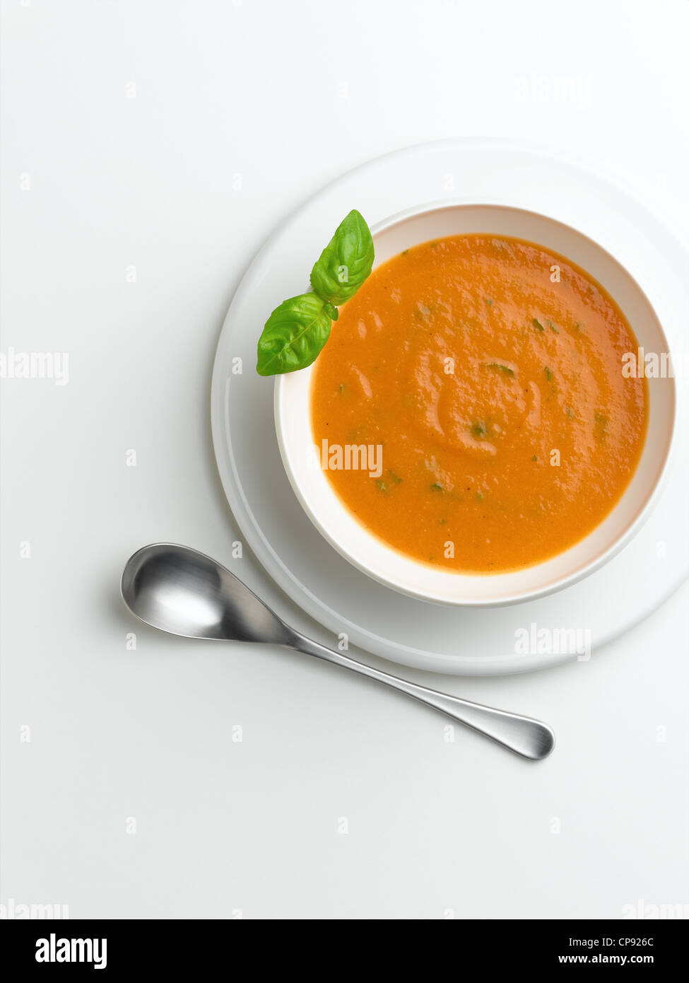 Tomato and Basil Soup Stock Photo