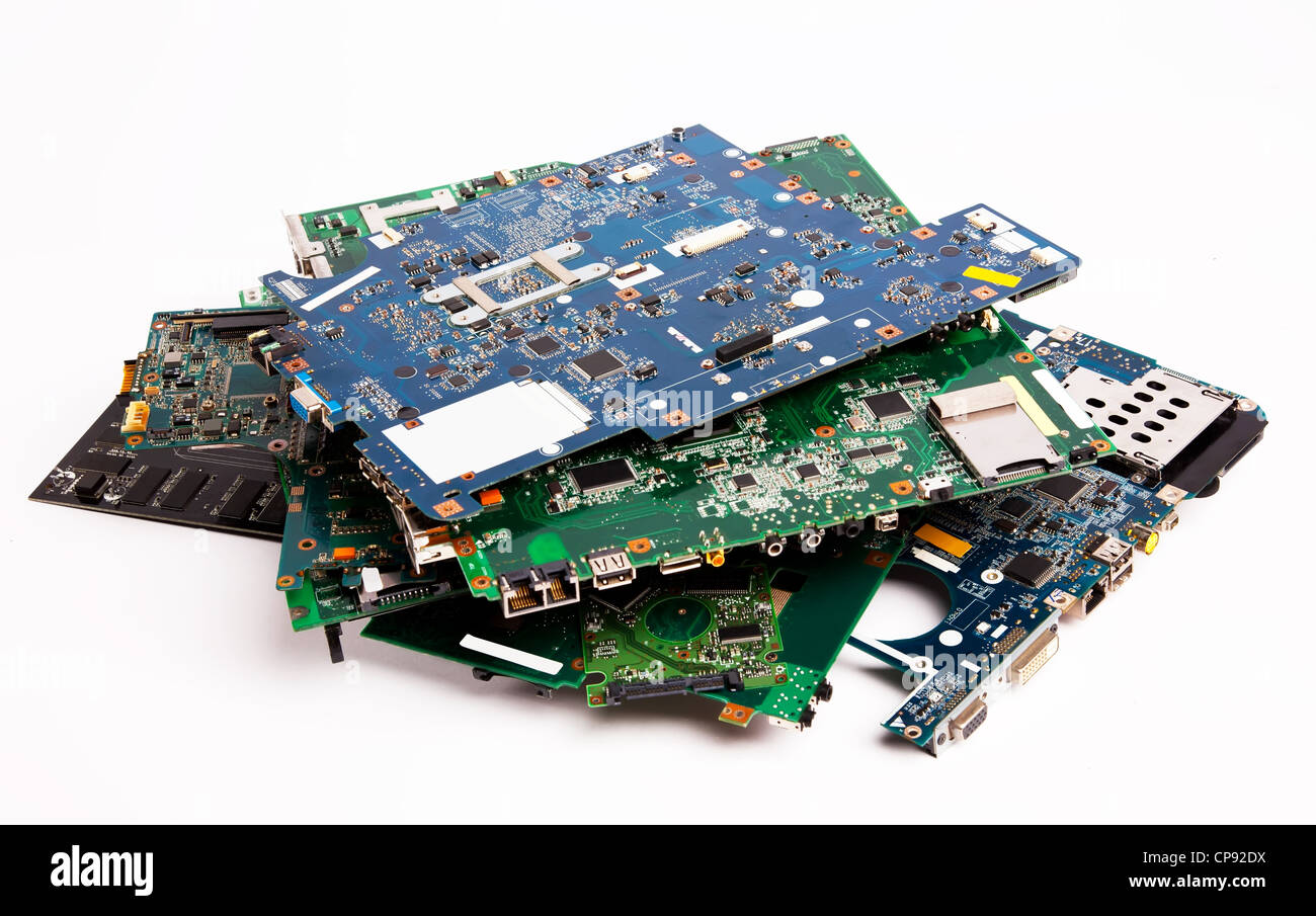 Composition of different laptop mother boards Stock Photo - Alamy