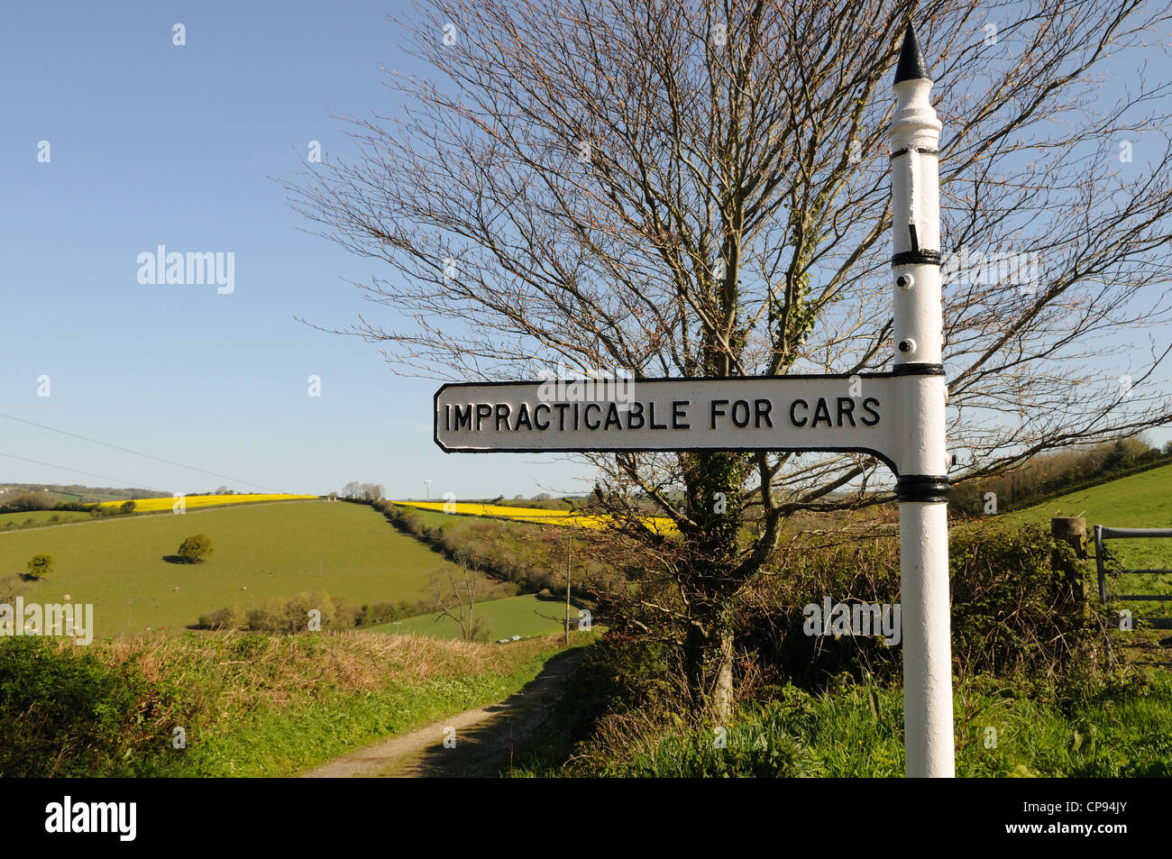 Road sign near Lerryn Cornwall Impracticable For Cars England UK GB Stock Photo