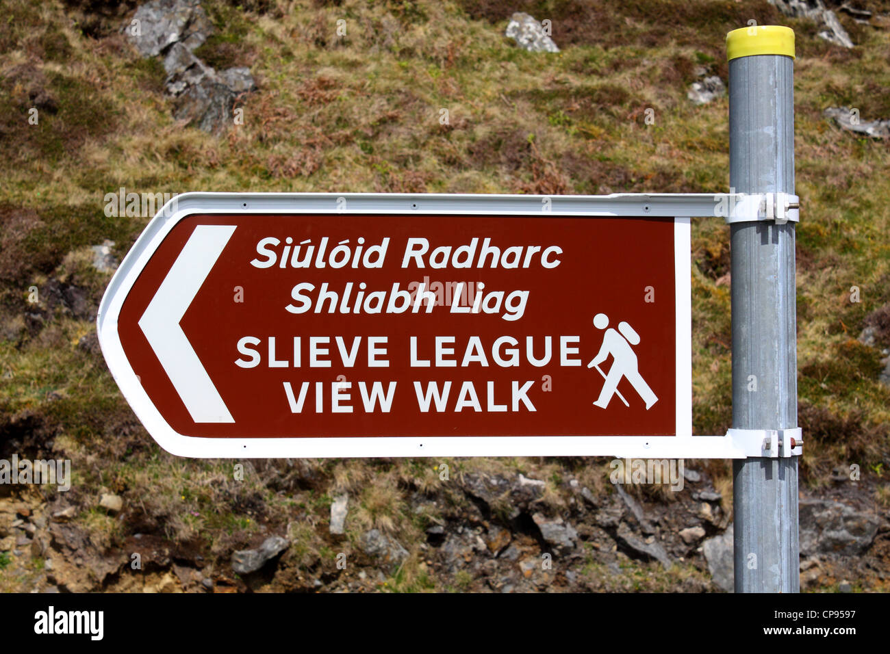 sign for Slieve League view walk Stock Photo