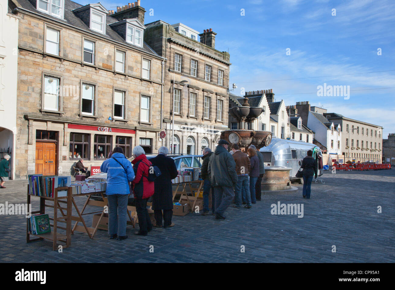 Stalls on Market Street St Andrews Fife Scotland Stock Photo
