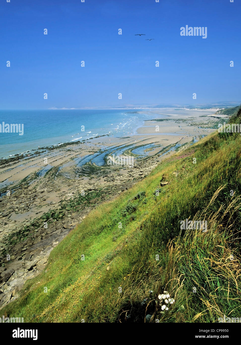 the beaches of the cote d'opale in northern france between calais and boulogne - view from the site des caps Stock Photo
