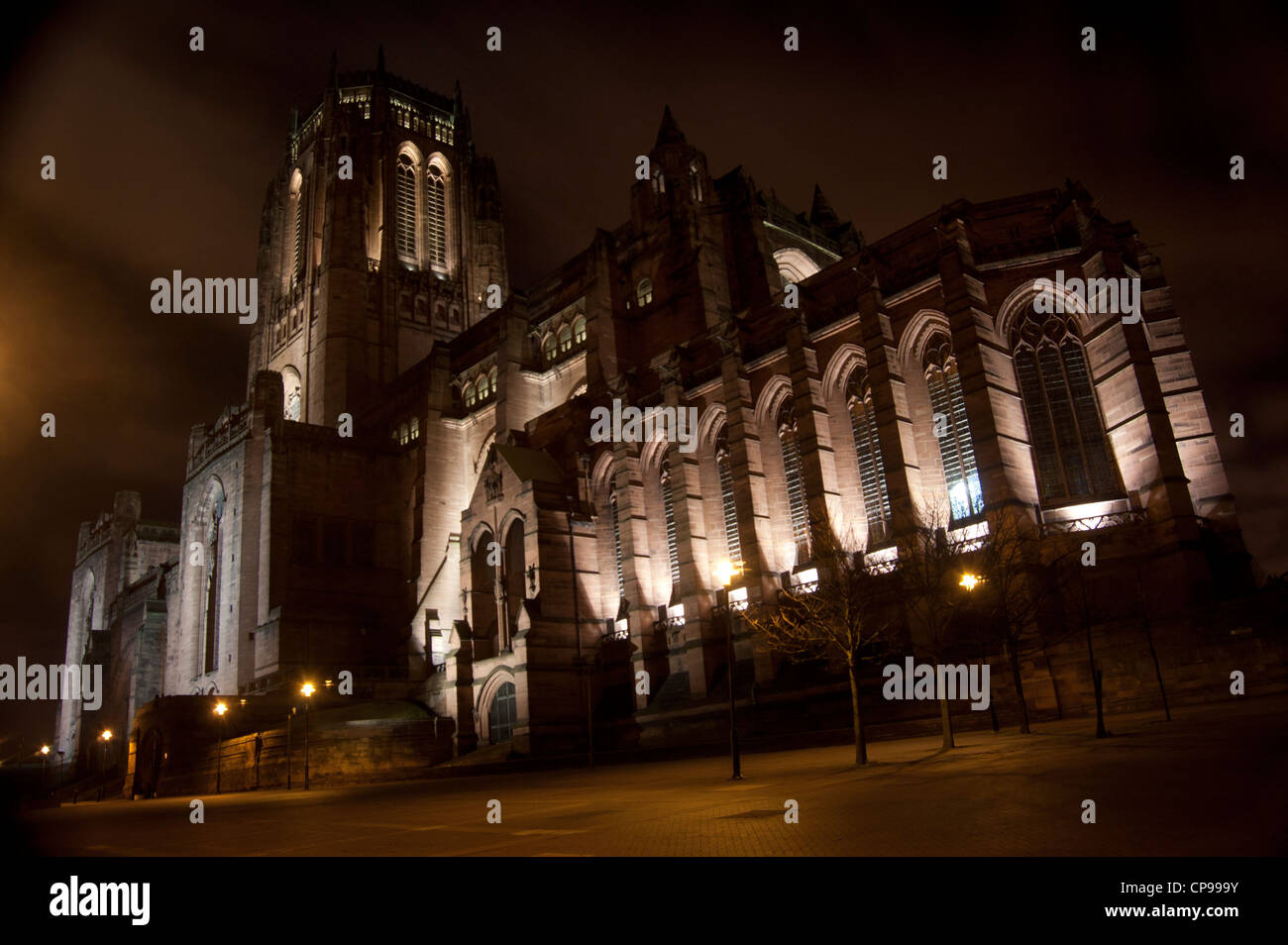 Liverpool's Anglican Cathedral ay night Stock Photo