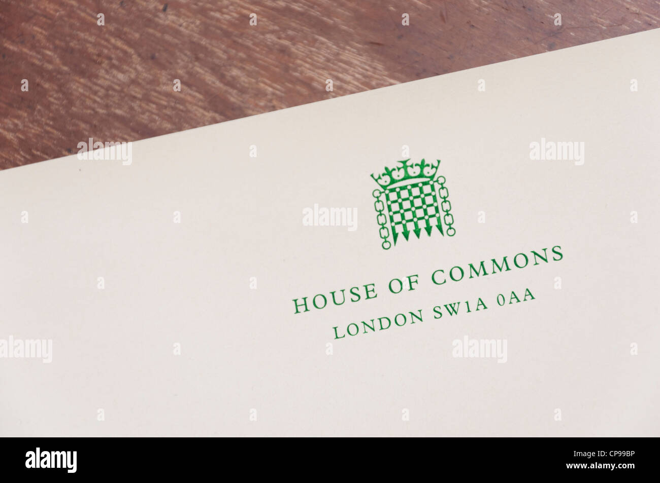 House of Commons Letterhead Stock Photo