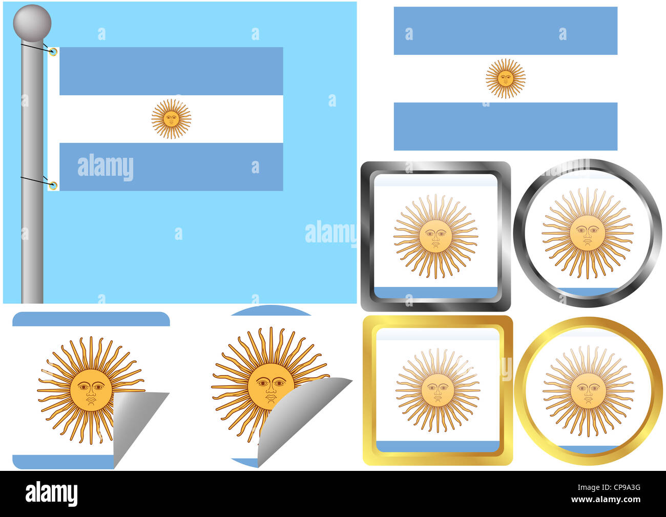 Flag Set Argentina Stock Photo