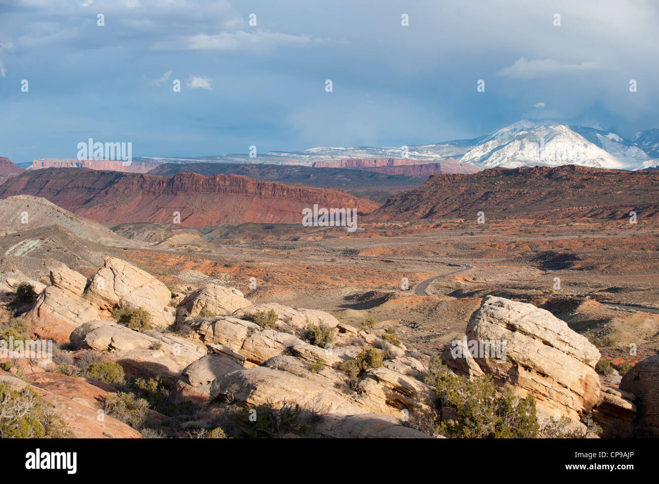 Salt Valley and La Sal Mountains, from the Salt Valley Overlook, Arches