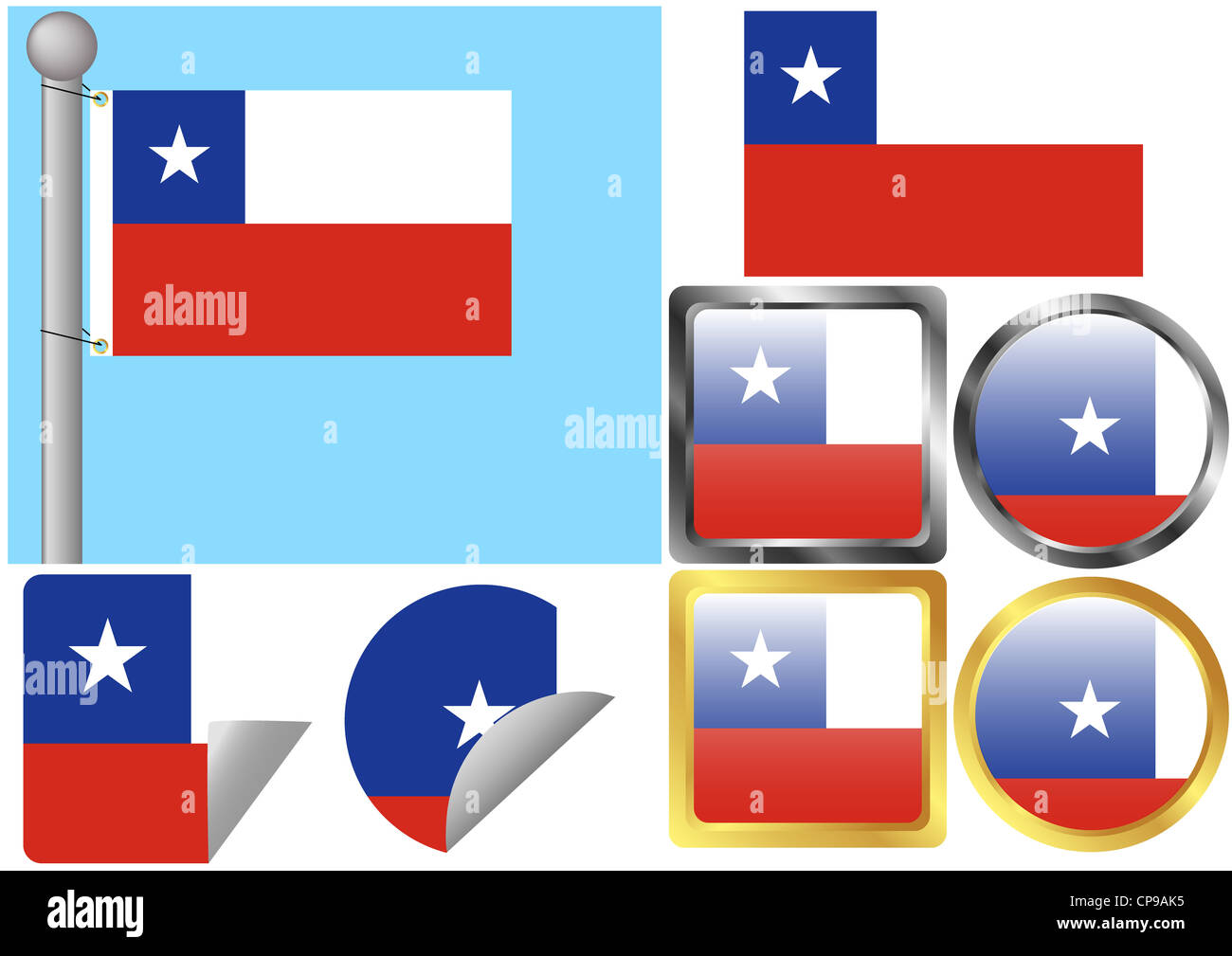 Flag Set Chile Stock Photo