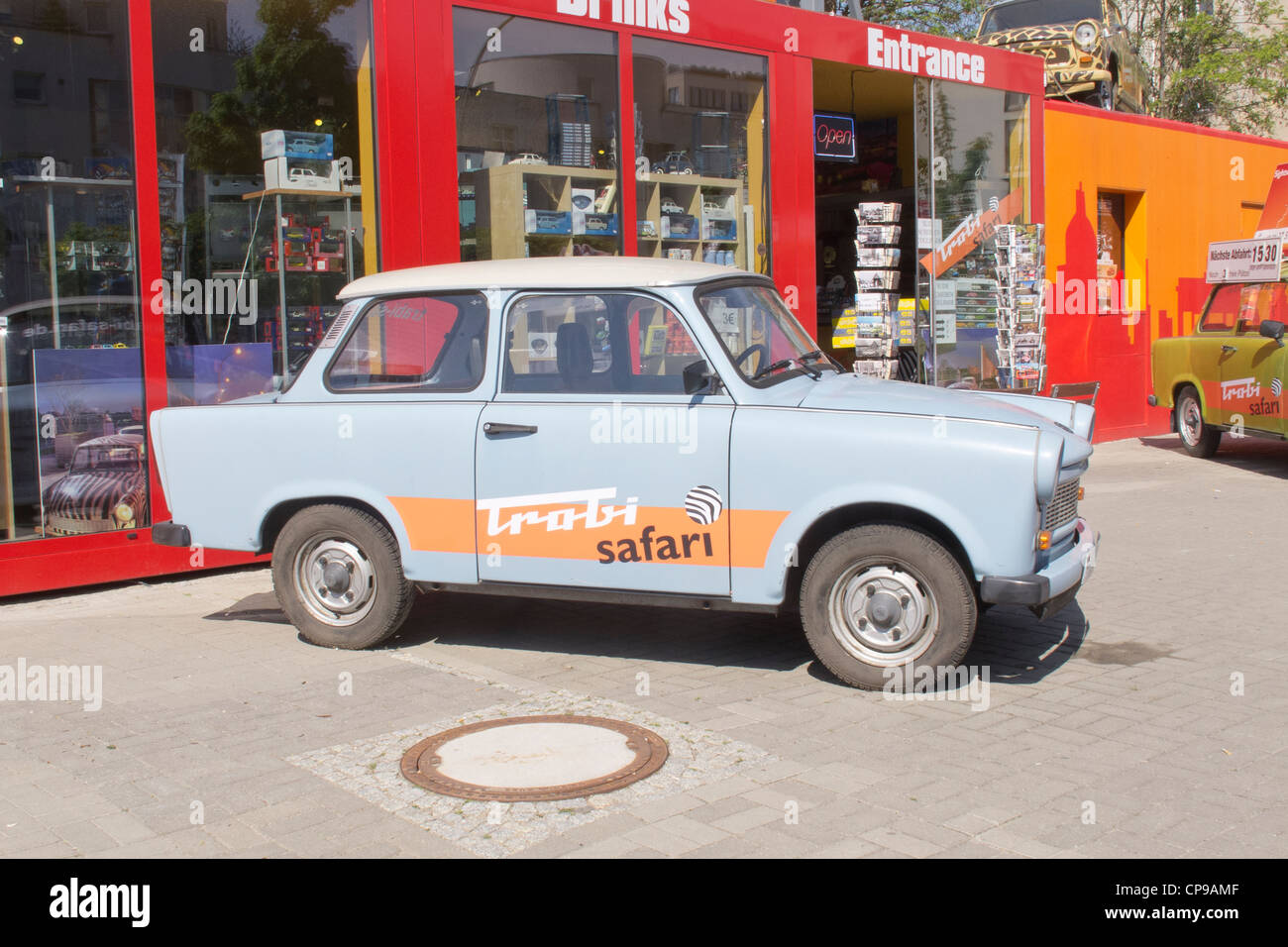 A Trabant at Trabi World - Wilhelmstrasse  Berlin Stock Photo