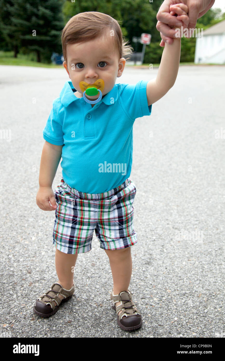 Young Boy With Pacifier Stock Photo Alamy