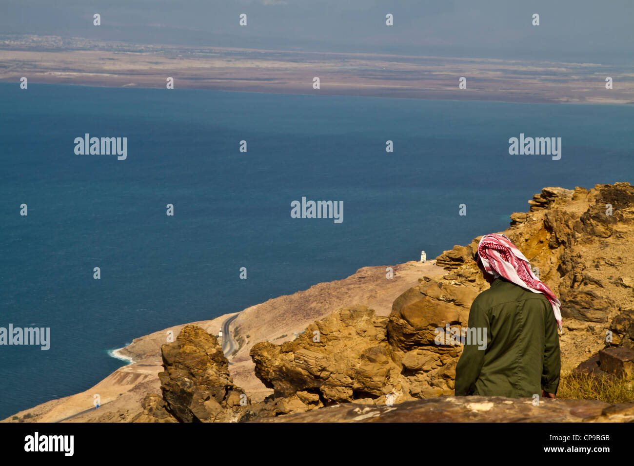 Looking out over the Dead Sea, Jordan Stock Photo