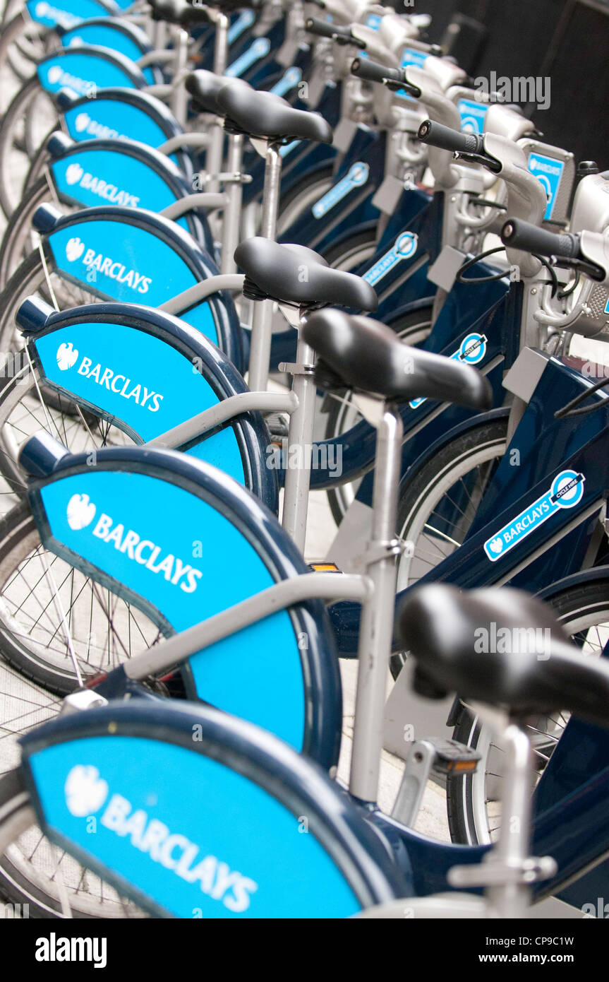 Boris bikes in a docking station Stock Photo Alamy
