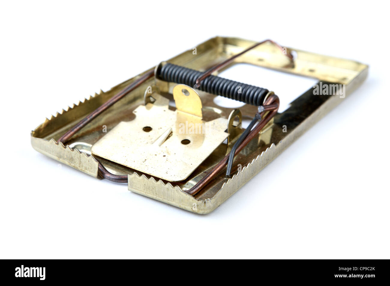Metal mousetrap on a white background Stock Photo