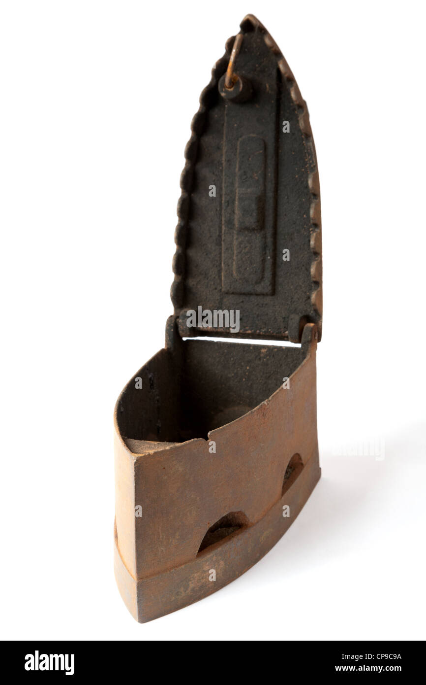 The old iron covered with rust on a white background Stock Photo - Alamy