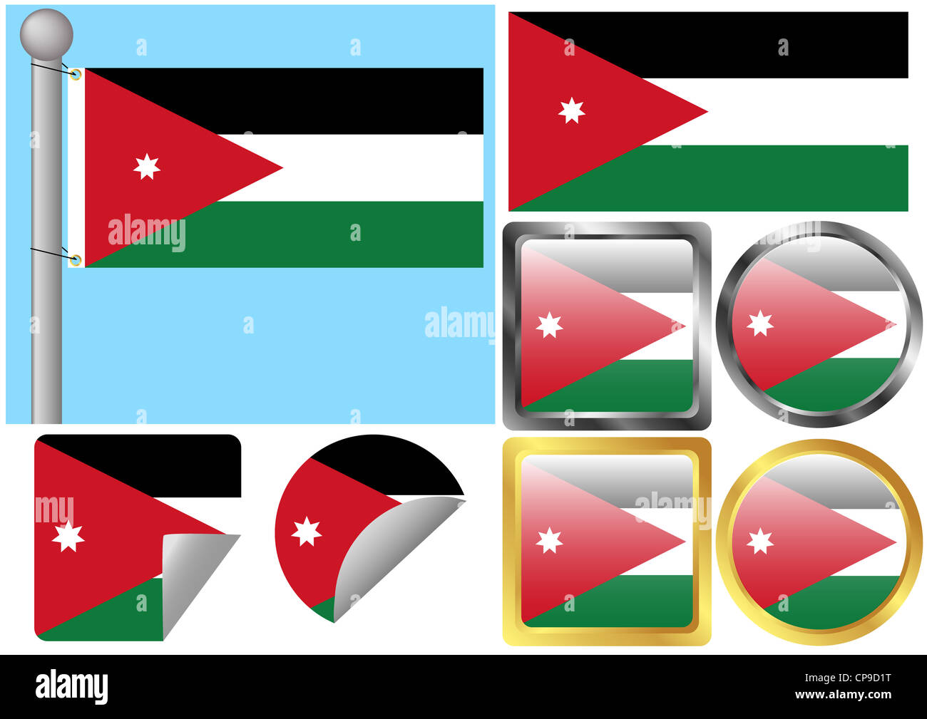 Flag Set Jordan Stock Photo Alamy