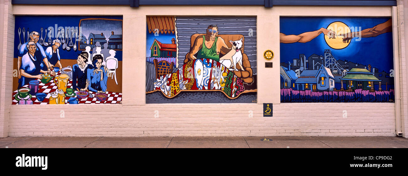 Community centre murals, Broken Hill, NSW Australia Stock Photo