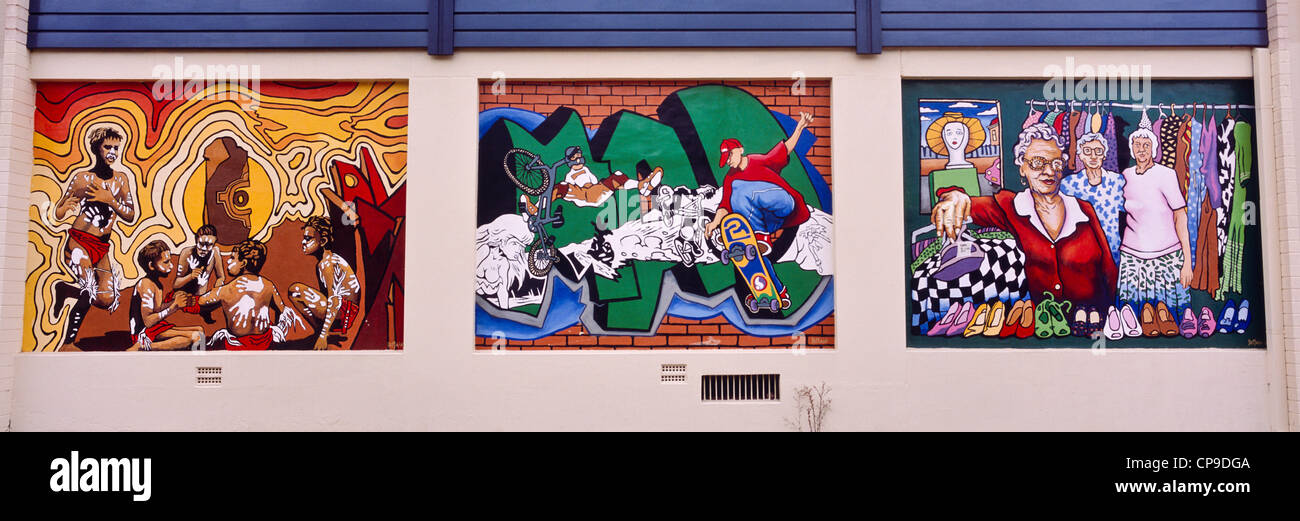 Community centre murals, Broken Hill, NSW Australia Stock Photo