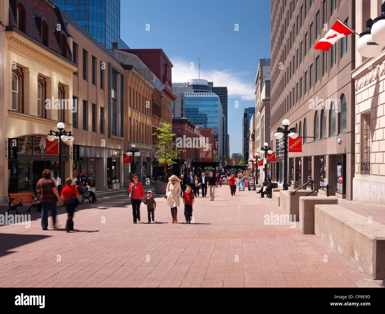 Ottawa downtown, The Sparks Street Mall, Sparks street on a spring weekend. Ontario, Canada May 2012. Stock Photo