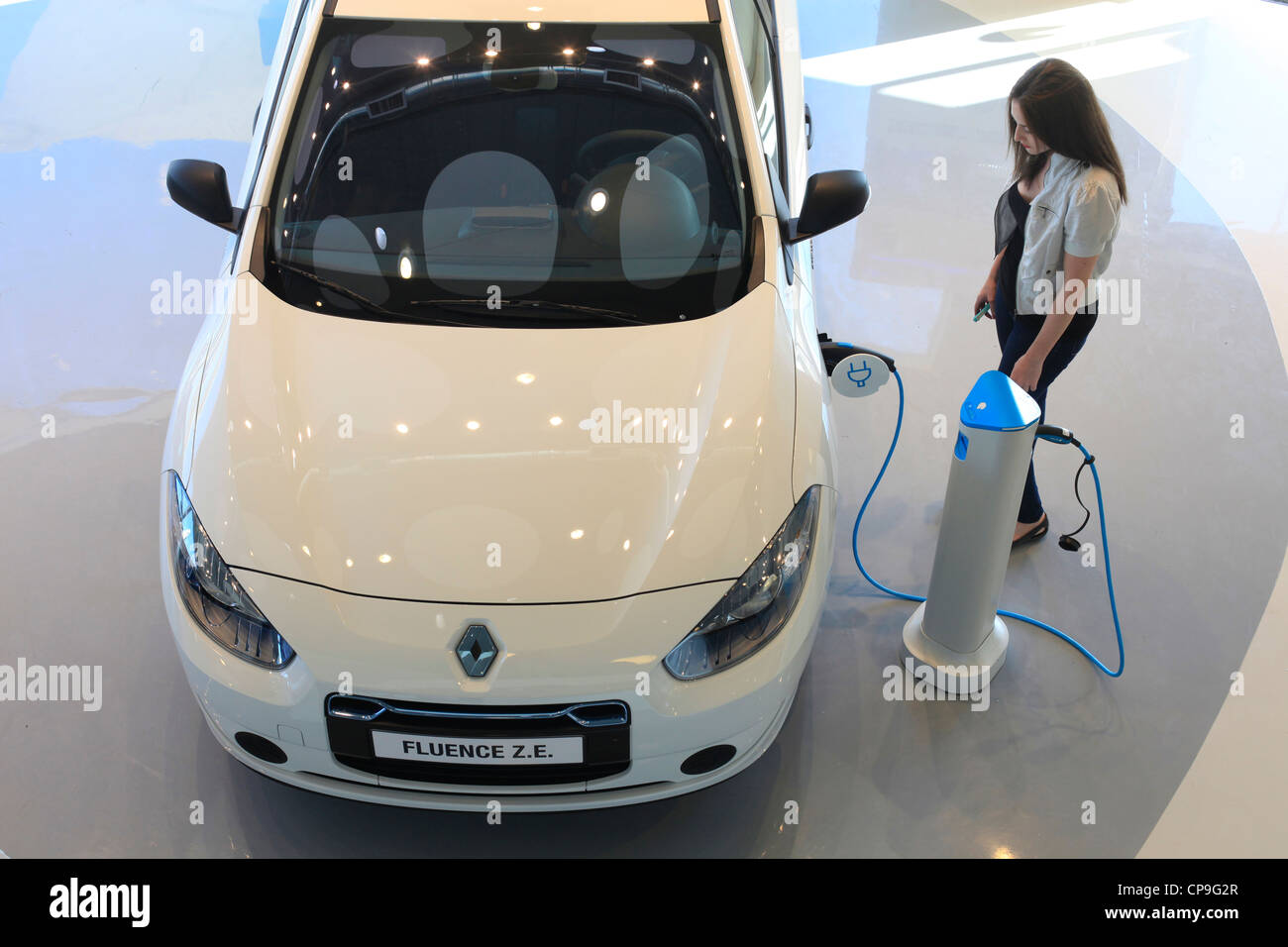An Electric Car Is Displayed At The Visitor Center Of Better Place Stock Photo Alamy