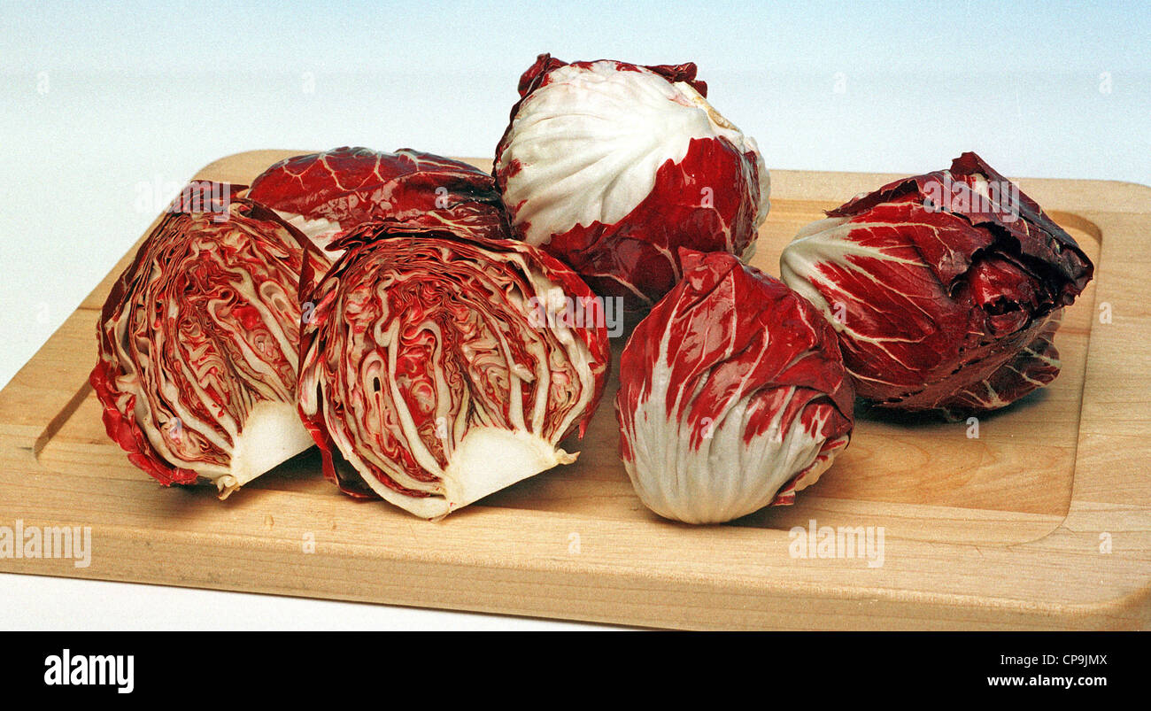 Organic salad vegetables - red lettuce Stock Photo