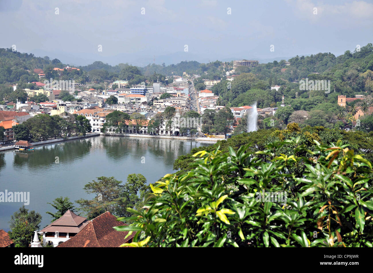 Sri Lanka, Kandy lake and the City centre Stock Photo
