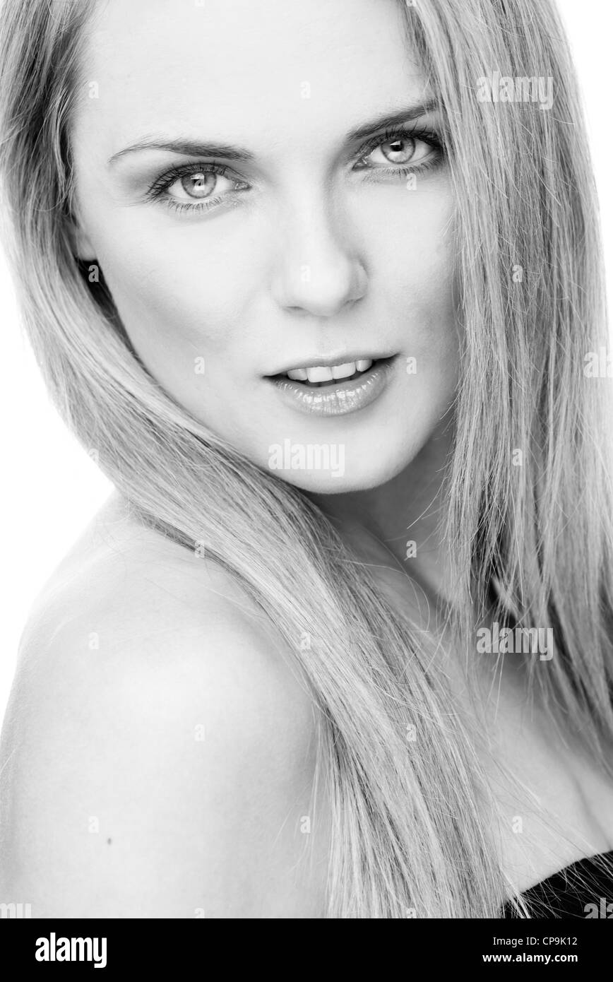 Female healthy natural Black and White Stock Photos & Images - Alamy