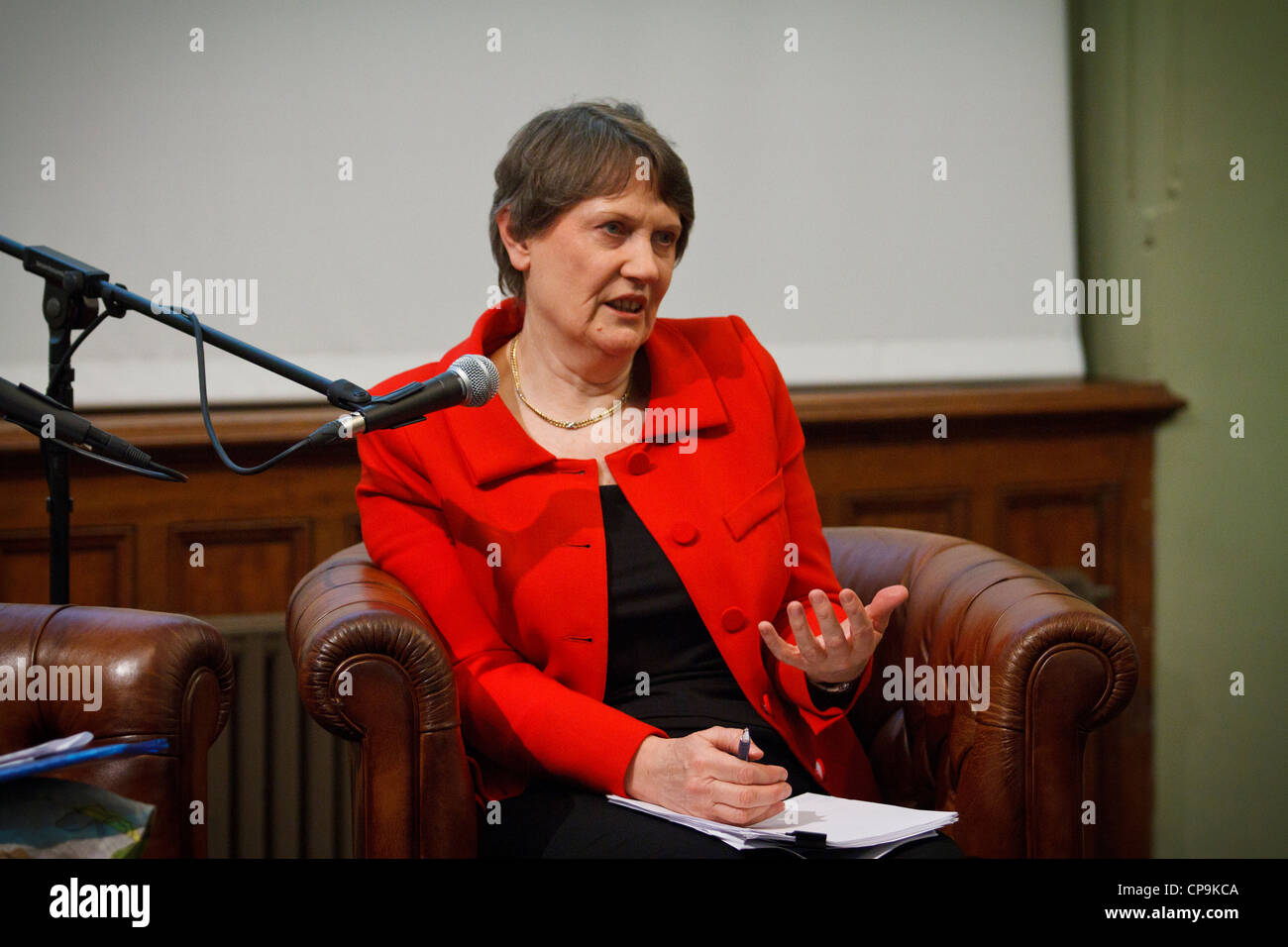 Helen Clark administrator to the UNDP and former New Zealand Prime Minister speaks at Cardiff Bay Stock Photo