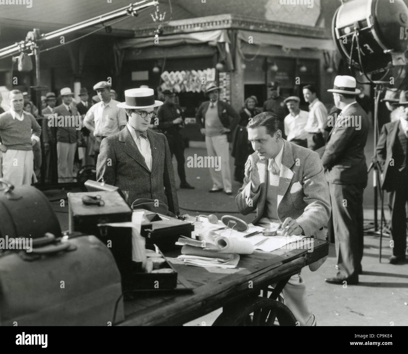 HAROLD LLOYD (1893-1971) US film actor and producer wearing boater hat in unidentified film Stock Photo