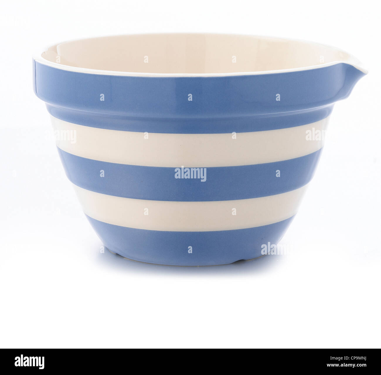 Blue and white striped small mixing bowl Stock Photo