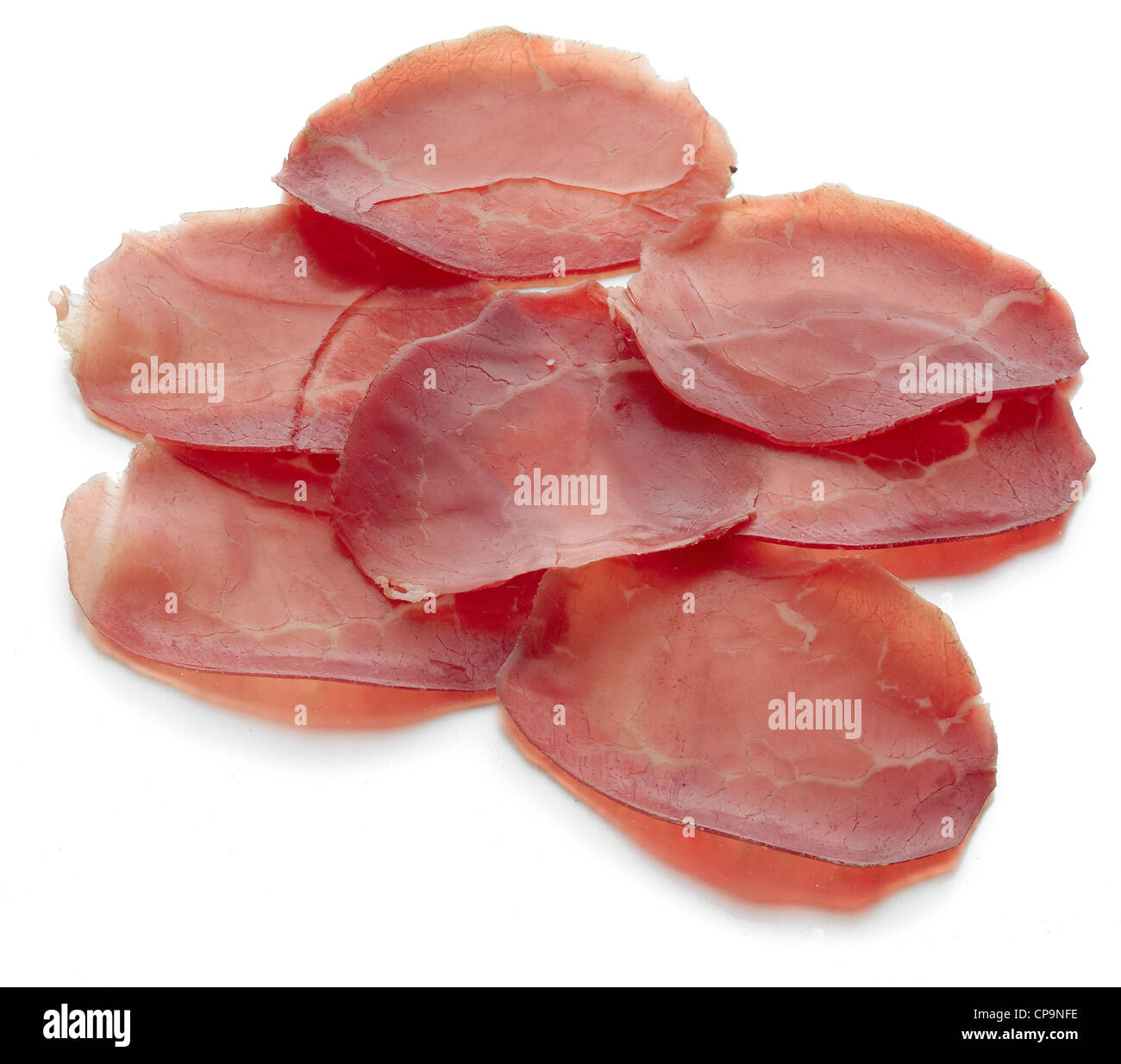 sliced cured thin cut air dried ham Stock Photo