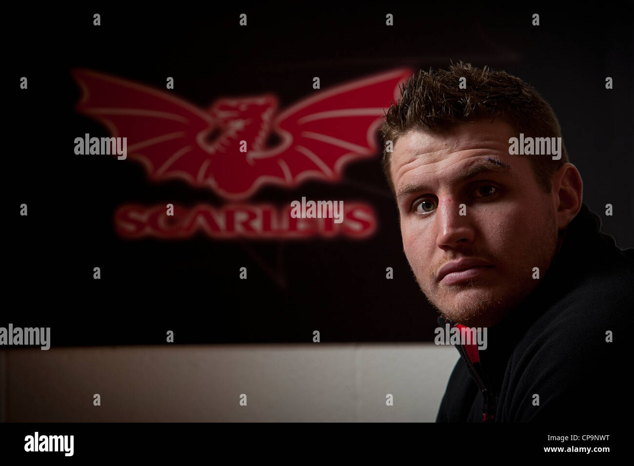 Rugby Player Ben Morgan, Scarlets and England Number 8 photographed in Parc Y Scarlets Rugby Club, Llanelli, South Wales. Stock Photo