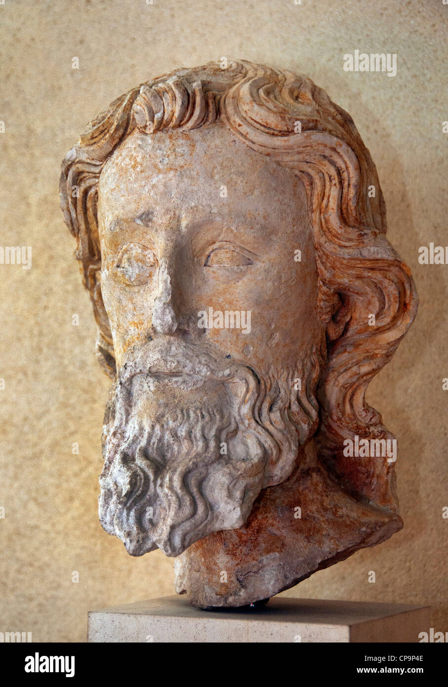 Head apostle XIV century From the Apostolic College of the old church of St. Peter's Abbey of Jumieges France French Stock Photo