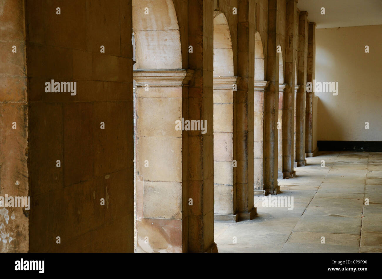 Cambridge college buildings university stone archways Stock Photo