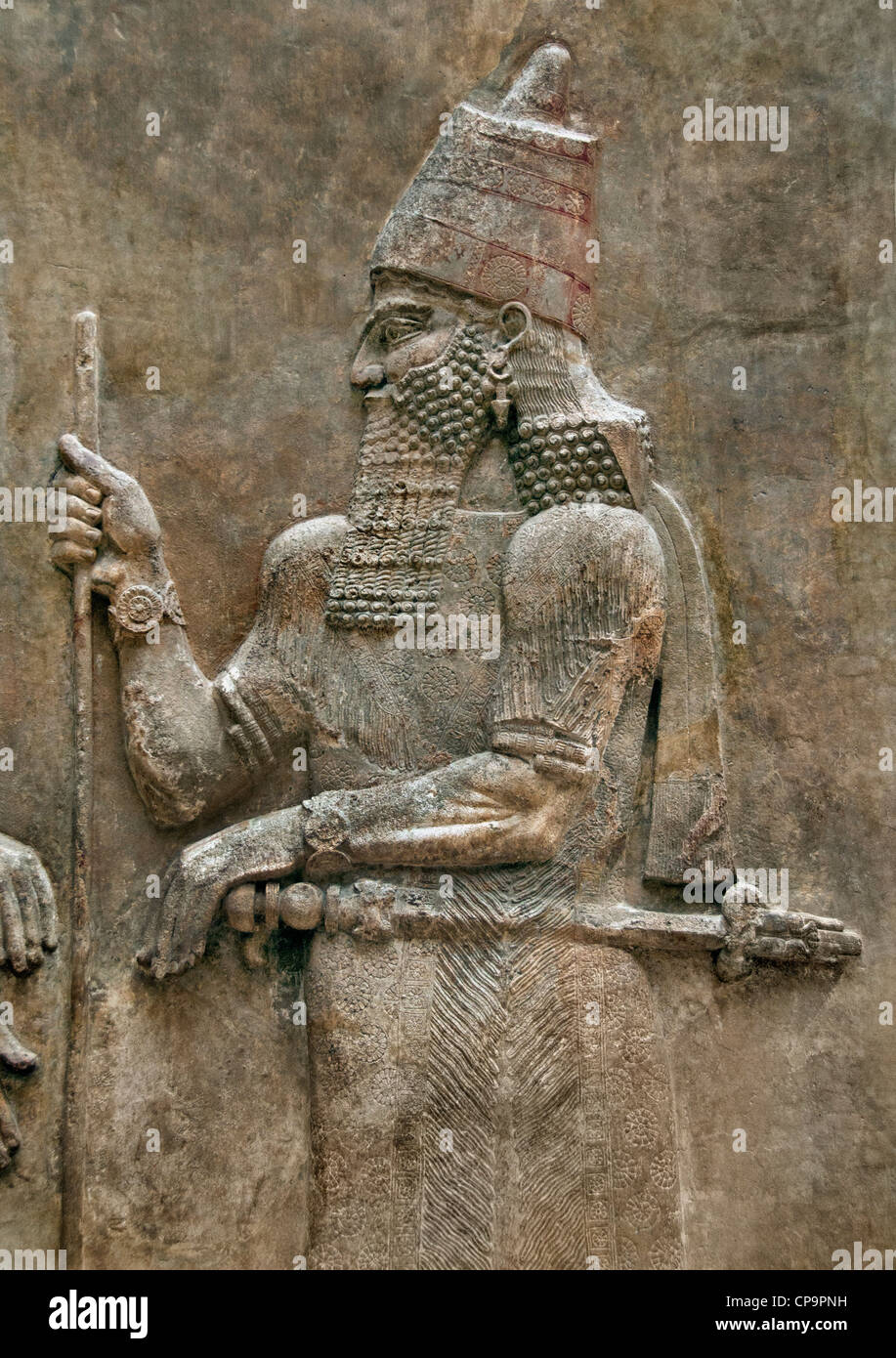 King Sargon II and a high official Neo Assyrian  Sargon II 721-705 BC Khorsabad ancient Dur Sharrukin Assyria Iraq Stock Photo